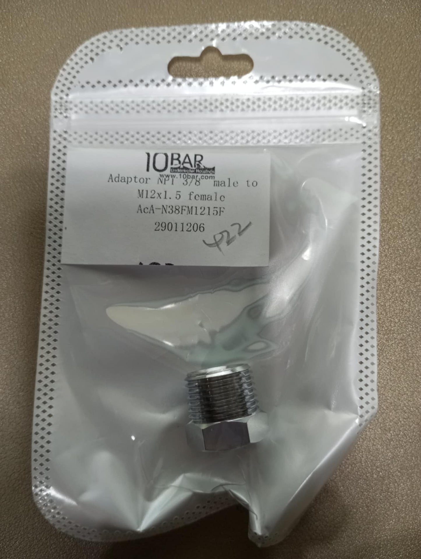 10BAR ADAPTOR NPT 3/8" MALE TO M12x1.5 FEMALE