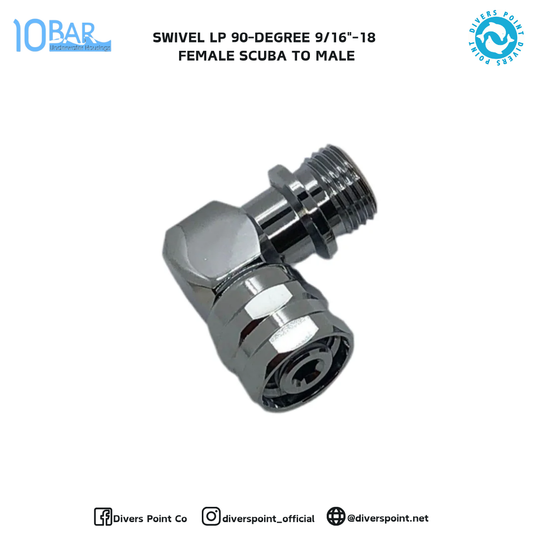 10BAR SWIVEL LP 90DEGREE 9/16"-18" FEMALE SCUBA TO MALE