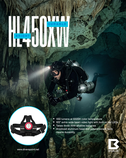 BIGBLUE HL450XW HEAD LIGHT 450 LUMEN EXTRA WIDE BEAM