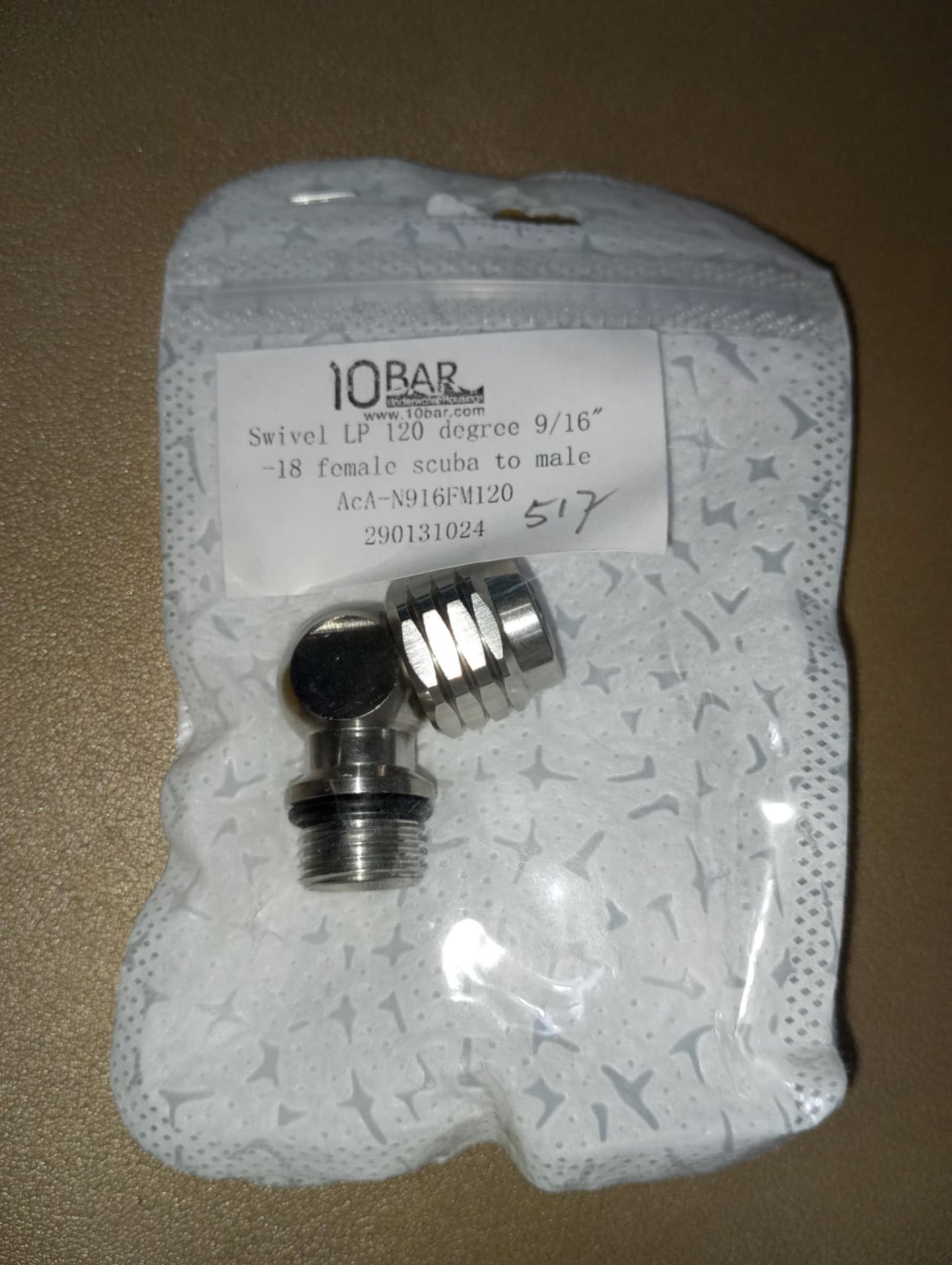10BAR SWIVEL LP 120 DEGREE 9/16"-18" FEMALE SCUBA TO MALE