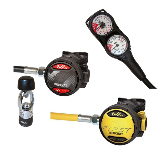 BEUCHAT V-FIRST ETRIER 1ST AND 2ND STAGE YOKE REGULATOR SET