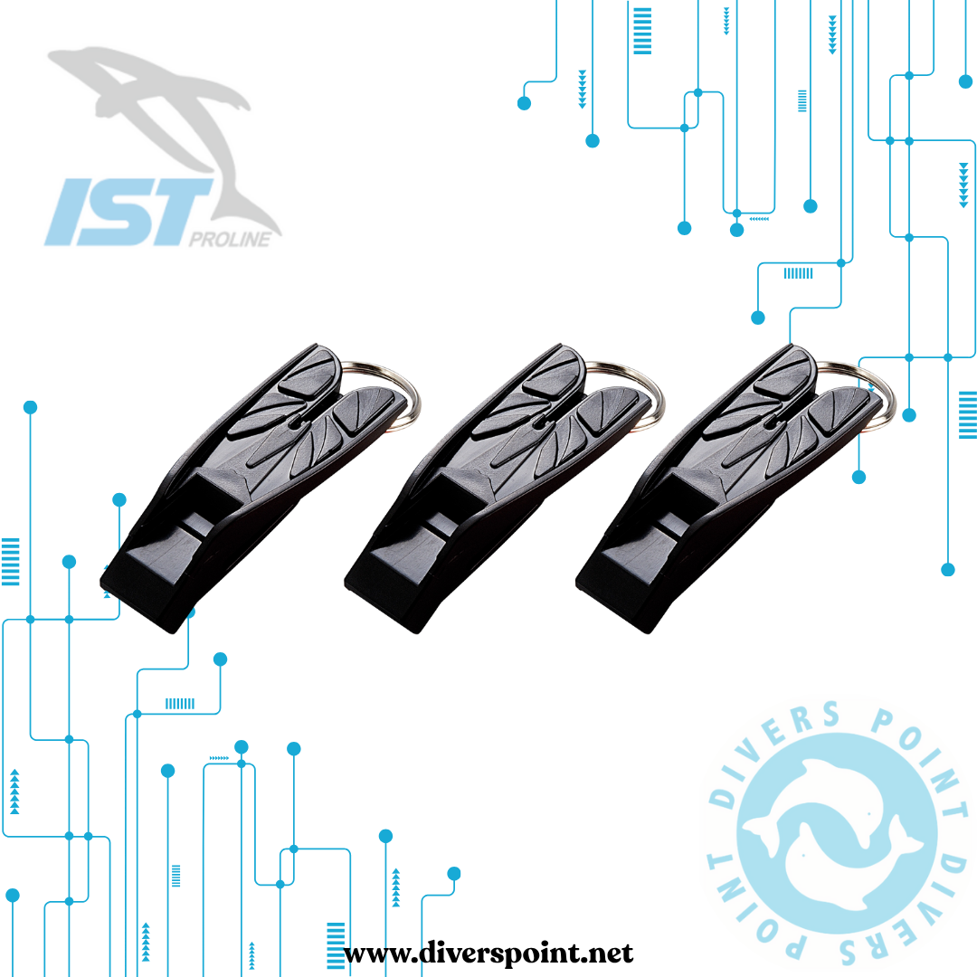 IST WH-04 Split Fin Shaped Diver Safety Whistle (3PCS-BLACK)