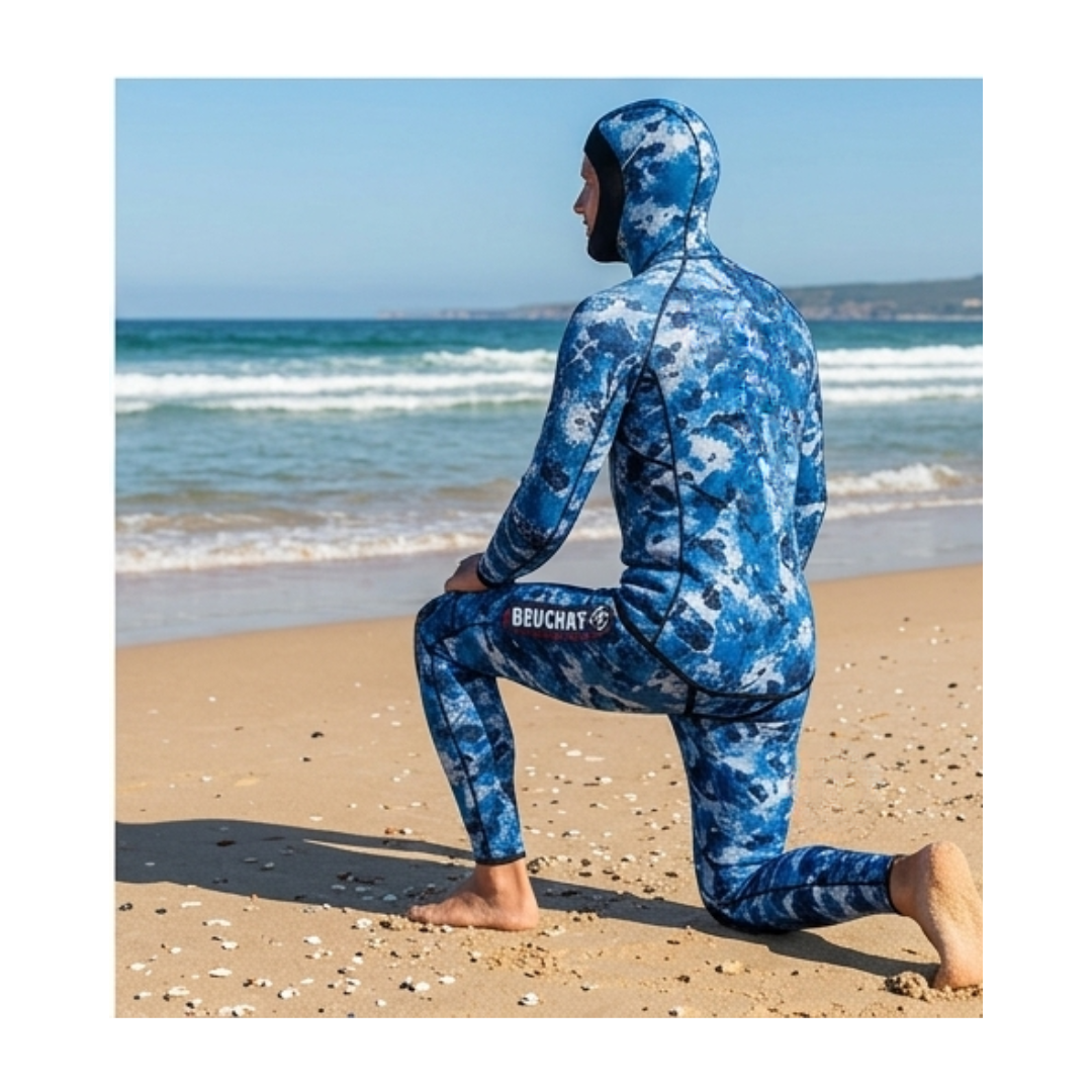 BEUCHAT MUNDIAL PACIFIC CAMO BLUE 1.5MM WETSUIT XS