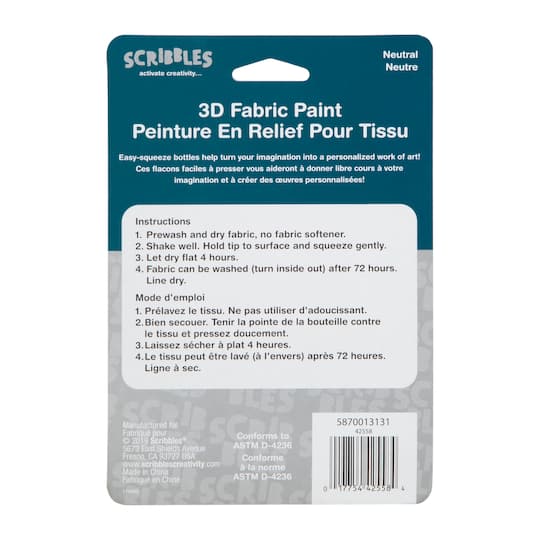 Scribbles® Shiny White 3D Fabric Paint