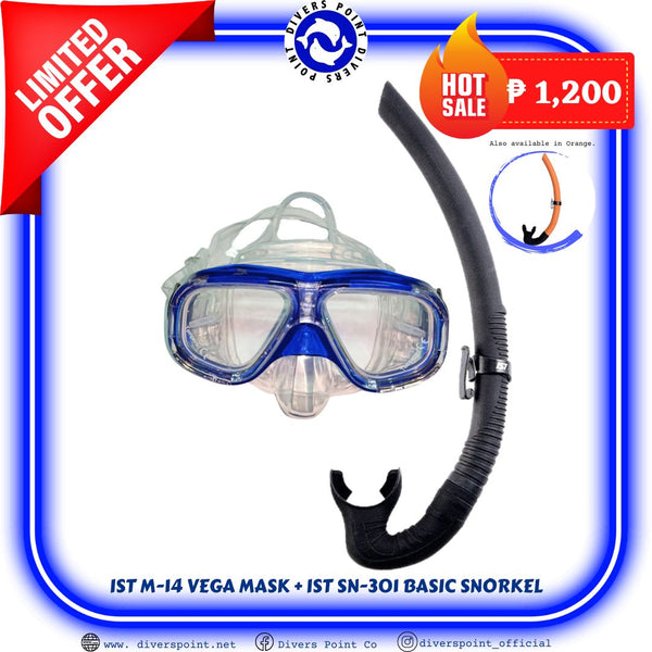 IST M-14 VEGA LOW VOLUME MASK WITH SN-301 BASIC SNORKEL